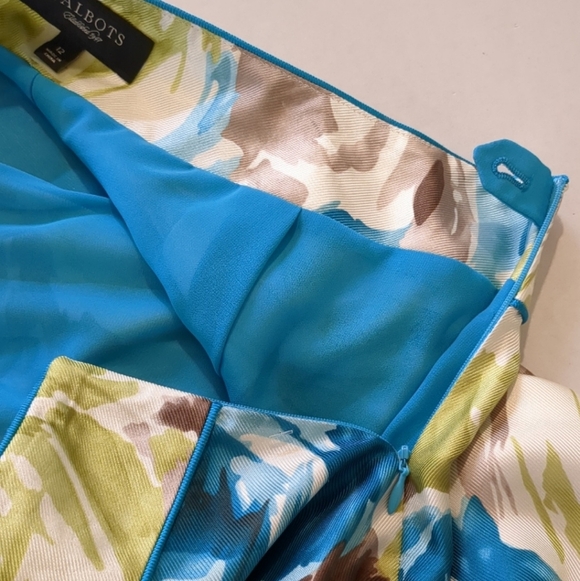 Talbots Women's Pleated Floral Silk Skirt, Size 12 - Picture 7 of 9